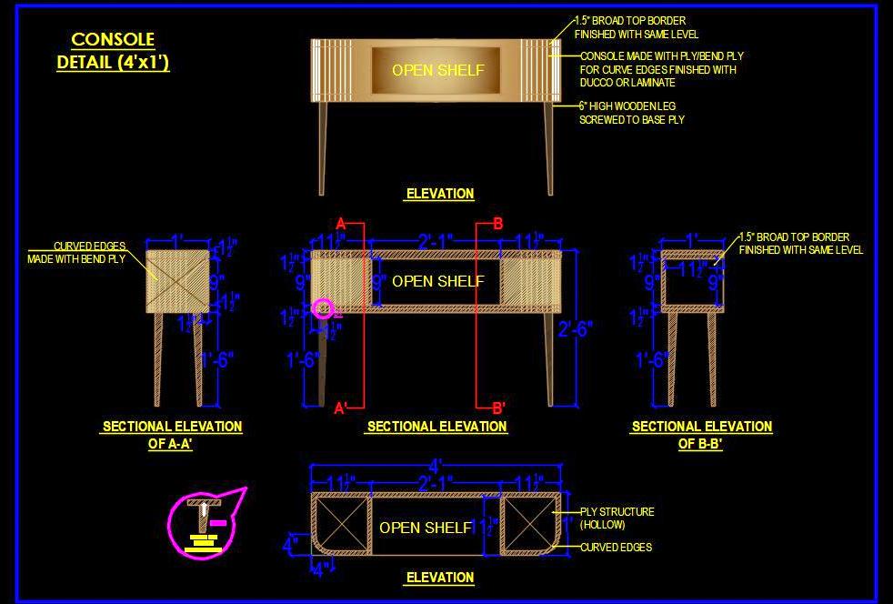 Modern Console Table Design CAD File